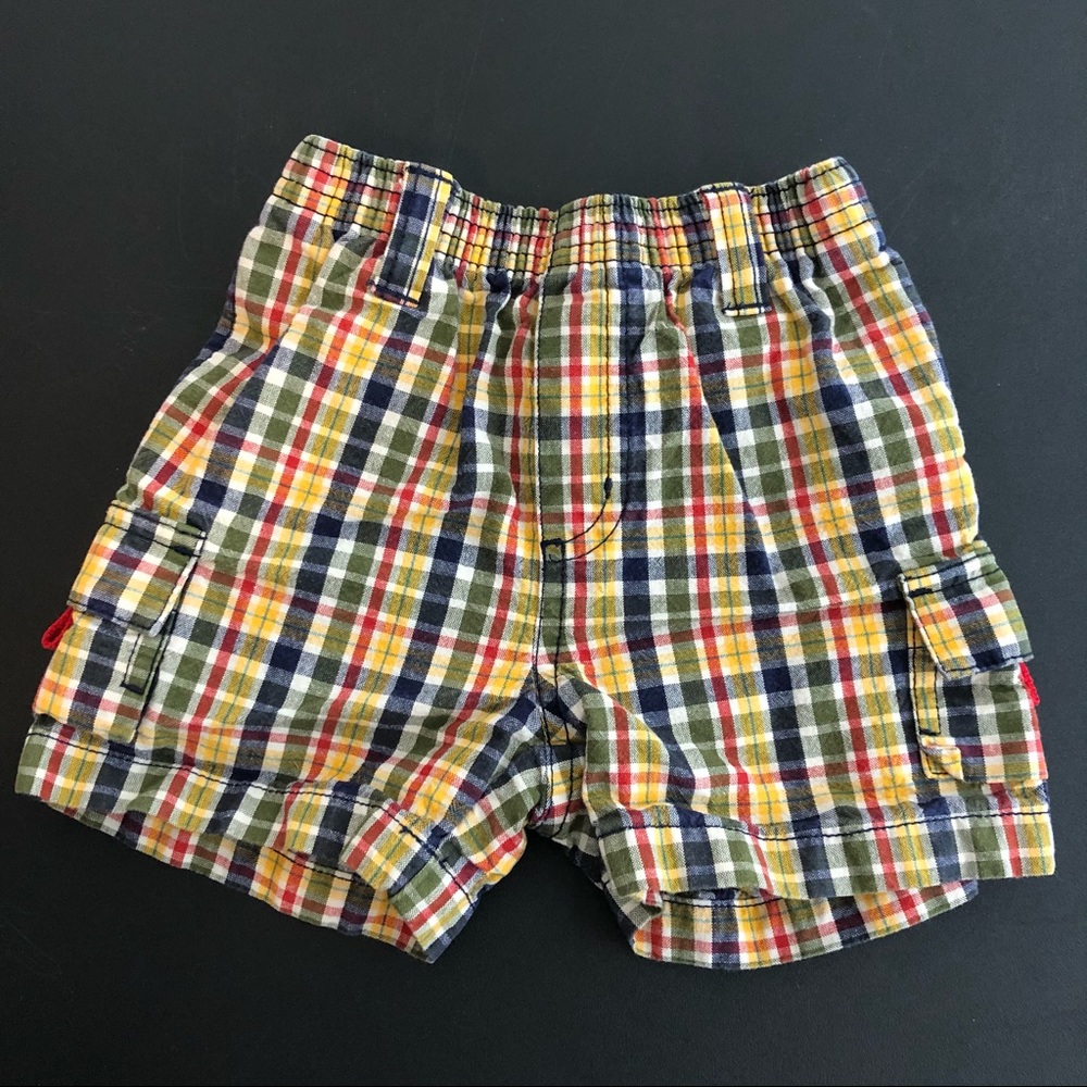 Vintage Gymboree Plaid Cargo Shorts Size 3-6 Months